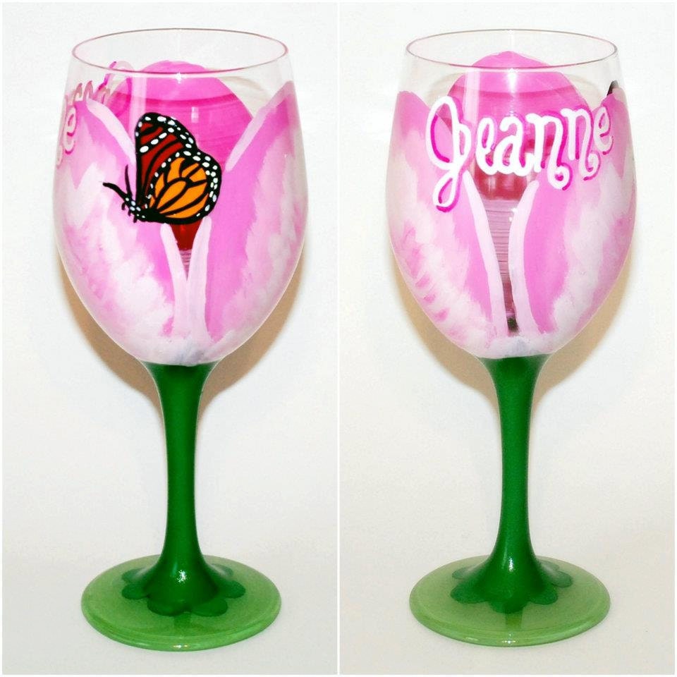 Items Similar To Hand Painted Tulip Wine Glass On Etsy