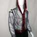 Mens Sheer striped hoodie with metallic burgundy trim