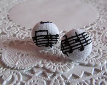 Music notes fabric earrings