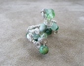 Sterling wire wrapped multi bead ring  size 5 1/2