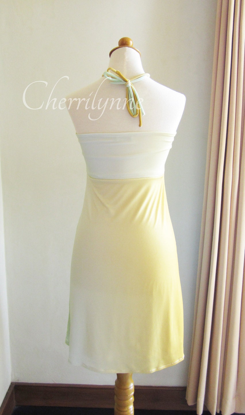 Jersey Dress Ombre Blue Light Green Yellow
