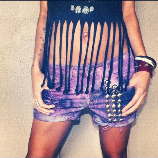 Purple Acid Washed Shorts Ultra studded sz 4