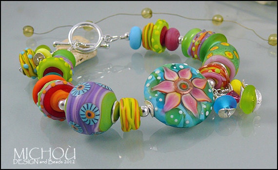 Cote d'Azur - Handmade lampwork Bracelet by Michou