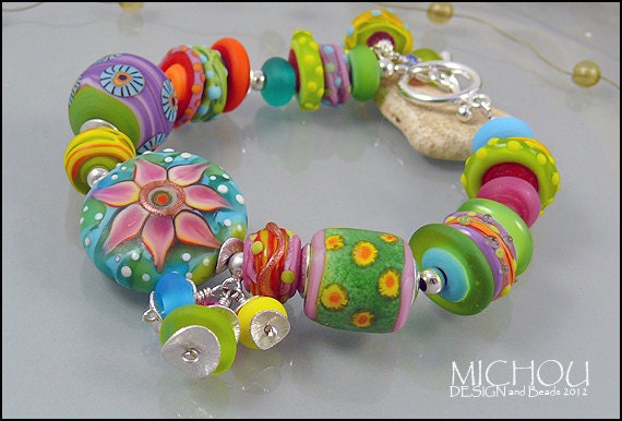 Cote d'Azur - Handmade lampwork Bracelet by Michou