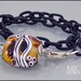 Africa - Lampwork Bracelet in cream/caramel and black on a satin fabric chain DESIGN and Beads by MICHOU