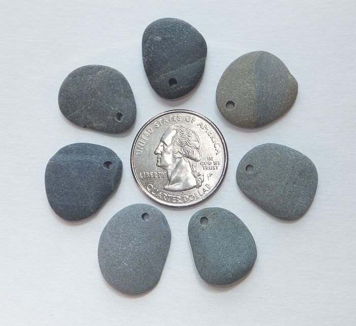 Beach Stone Beads - set of 7