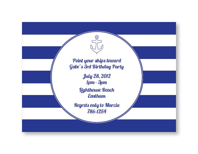 Nautical Themed Birthday Invitation - Custom Anchor Party Printable - Personalized Birthday Invite - 7x5 OR 6x4 DIY Printable Il_170x135