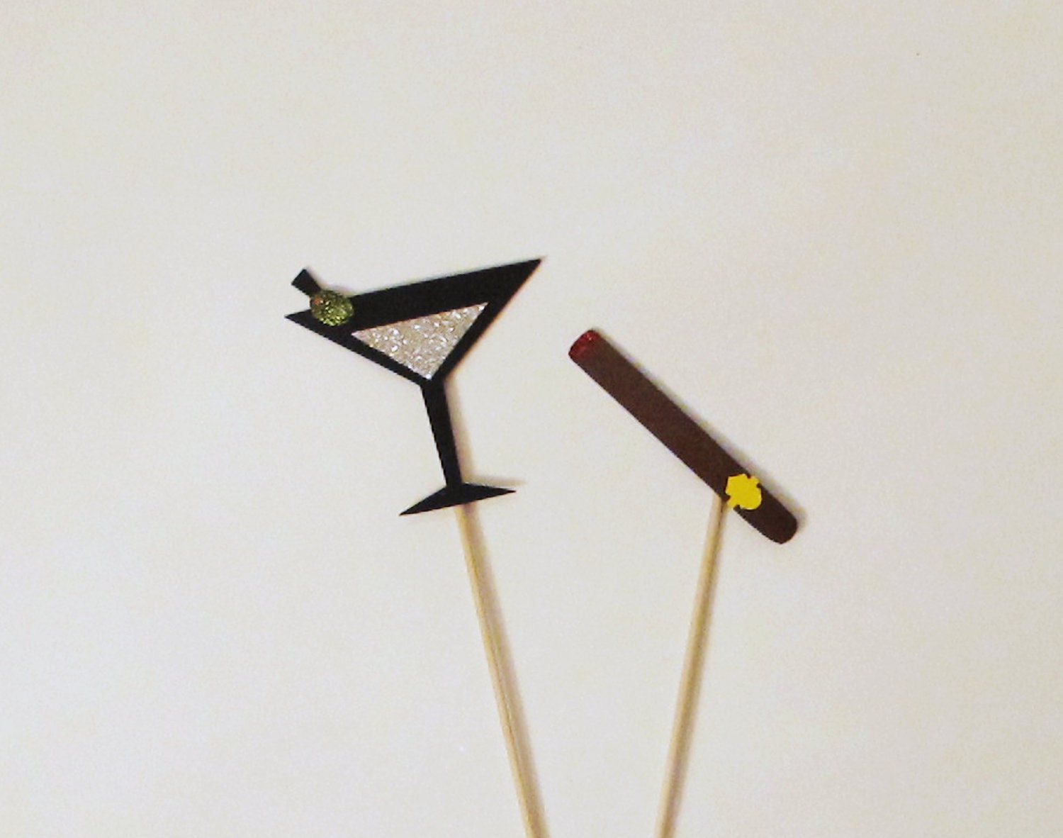 Photo Booth Props - Cigar and Martini Wedding Photobooth Props On A Stick