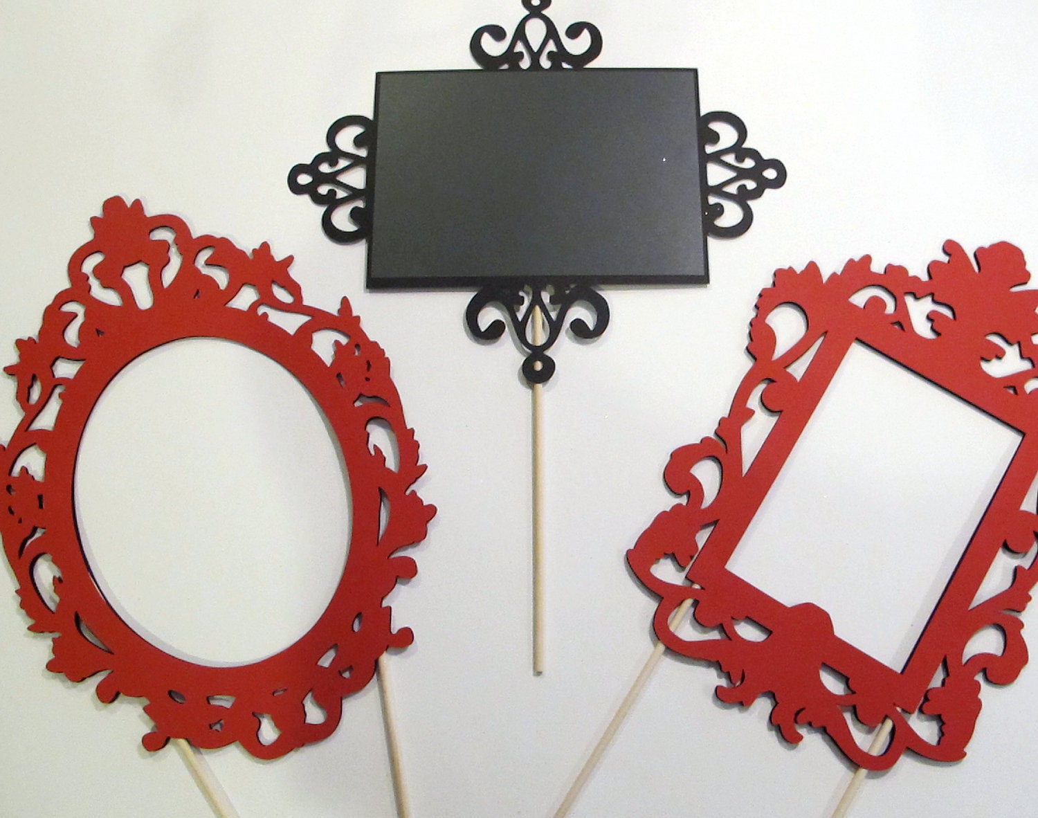 Double Sided Ornate PHOTO BOOTH Frames, and 1 Chalkboard Sign. Photo Booth Props, Wedding Photo Props, Party Props