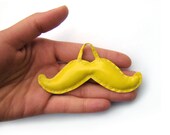Yellow Mustache Keychain / Vinyl Pendant