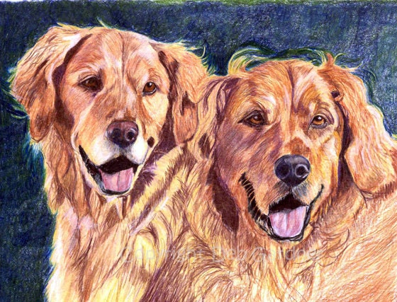 Golden Retriever Dog Art Print: Fine Art Giclee Signed by Deb Gardner - 8x10