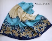 Hand painted blue dress Seashells. Made to order. Free worldwide shipping.Size: for 3-4 years old girls - ArmeniaOnSilk
