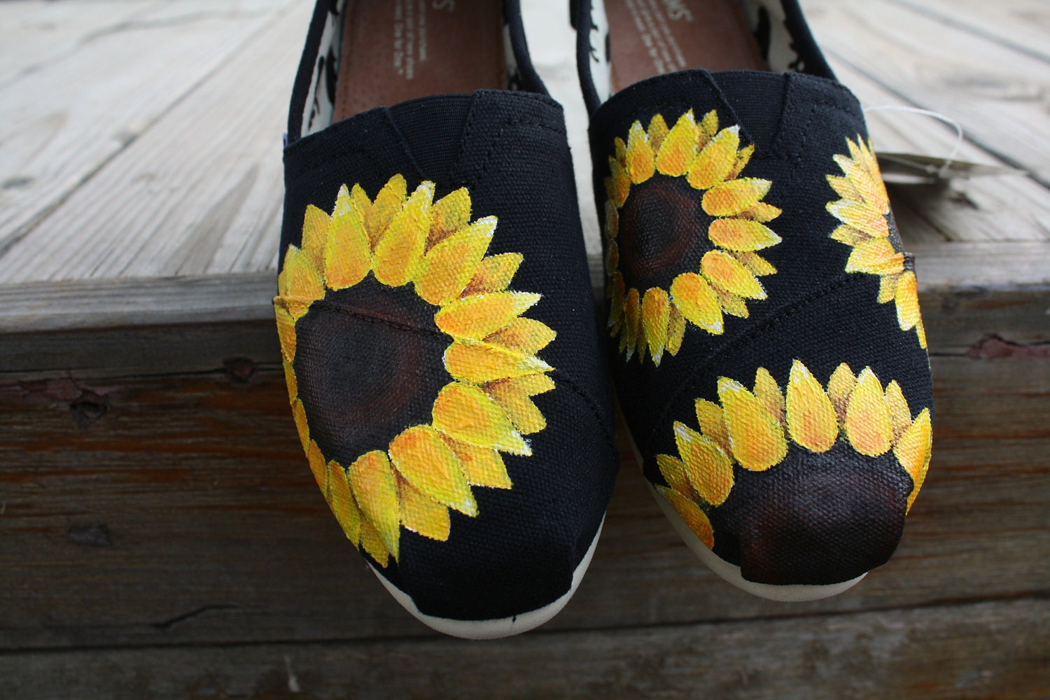 Sunflowers Original Custom Acrylic Painting for Toms/Canvas Shoes TOMS NOT INCLUDED