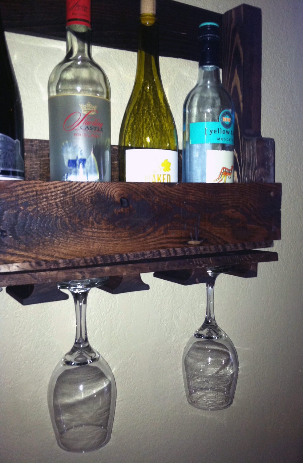 Recycled Pallet Wine Rack with Glass Holders