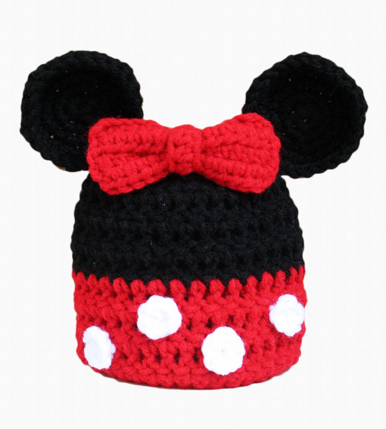 Minnie Mouse Ears Crochet Hat with Bow