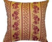 18X19 Burgundy and Gold Floral Brocade Chenille Decorative Throw Pillows with Burgundy Suede Backs