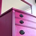 Pink Vintage Dresser with Mirror /Girl Bedroom Decor /Magenta /Black Drawer Pulls /Storage /Antique Painted Bright Furniture /