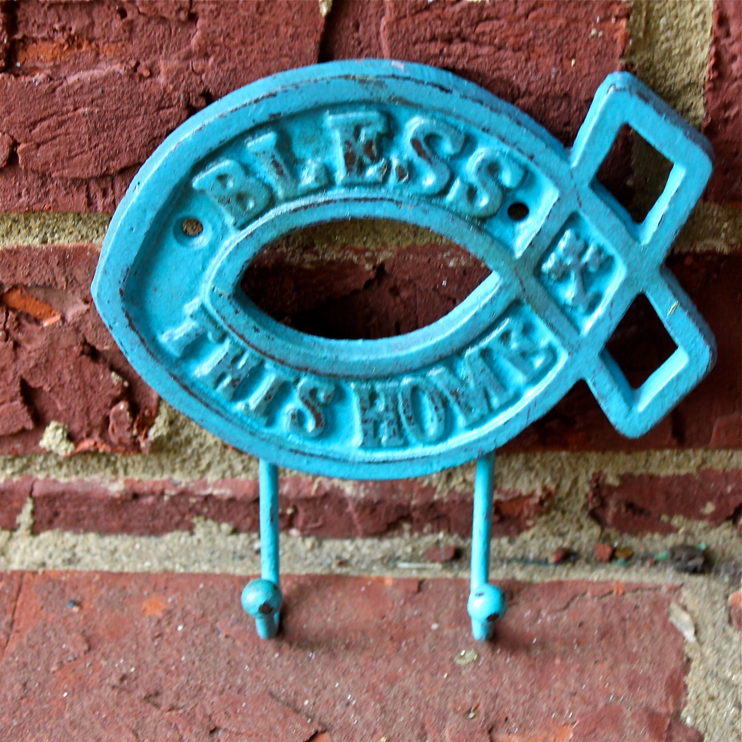 Metal Wall Hook /Aqua /Bright Shabby Chic Decor /Key Holder /Bathroom Fixture /Bedroom /Laundry /Nursery /Spring Sale