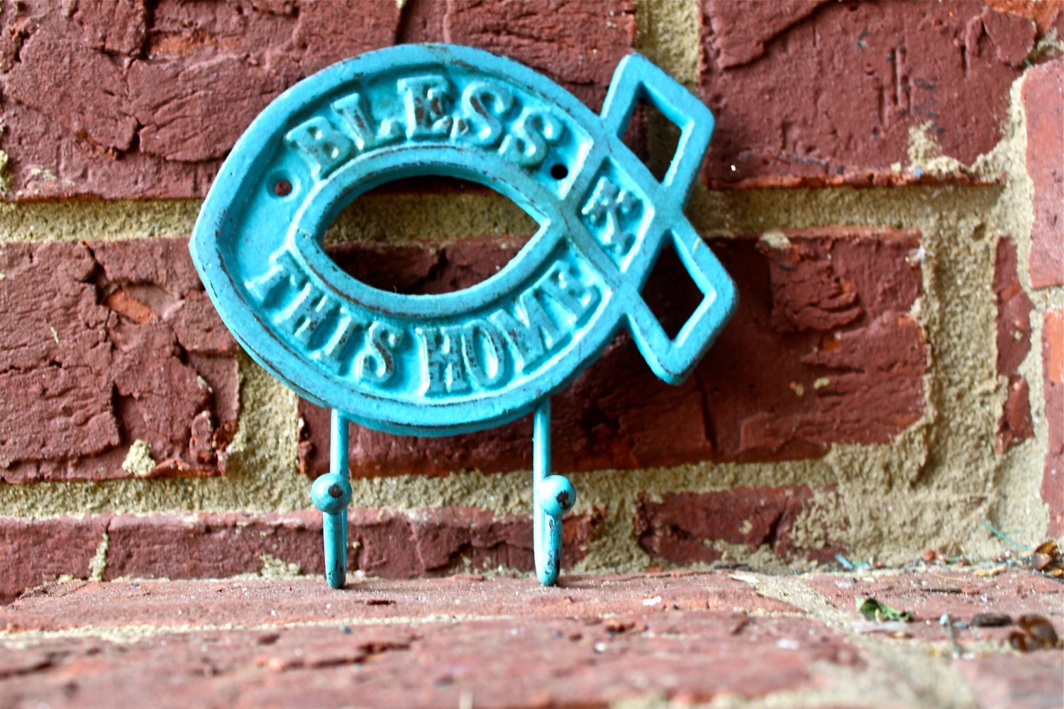 Metal Wall Hook /Aqua /Bright Shabby Chic Decor /Key Holder /Bathroom Fixture /Bedroom /Laundry /Nursery /Spring Sale