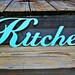 Metal KITCHEN Sign/ Word Wall Art /Aqua Blue/ Shabby Chic Decor