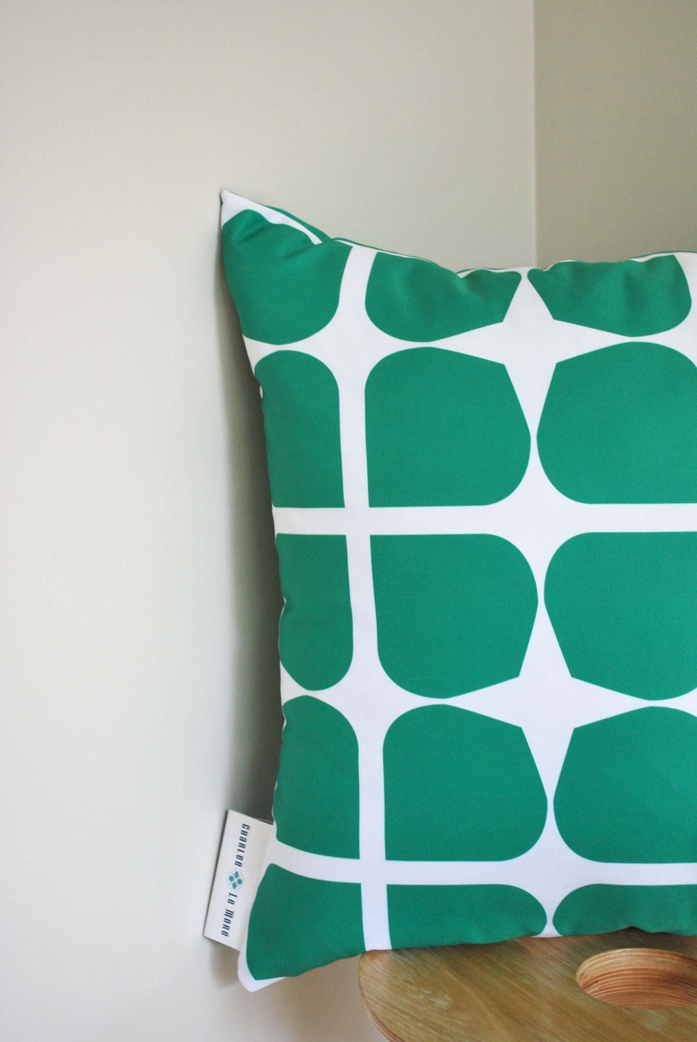 Emerald Gem Cushion- a retro style pattern in emerald green