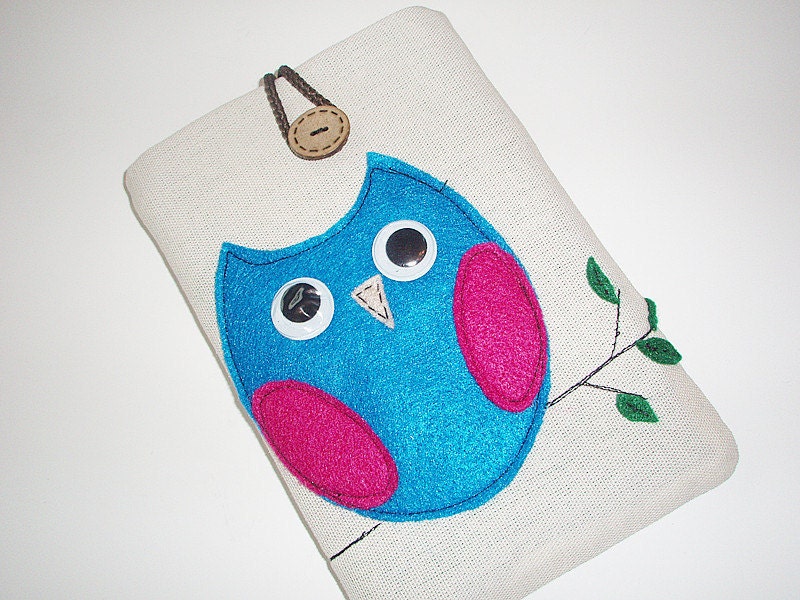 Owl Kindle Sleeve, Kindle fire sleeve cover, nook cover, ereader sleeve.google nexus 7 case