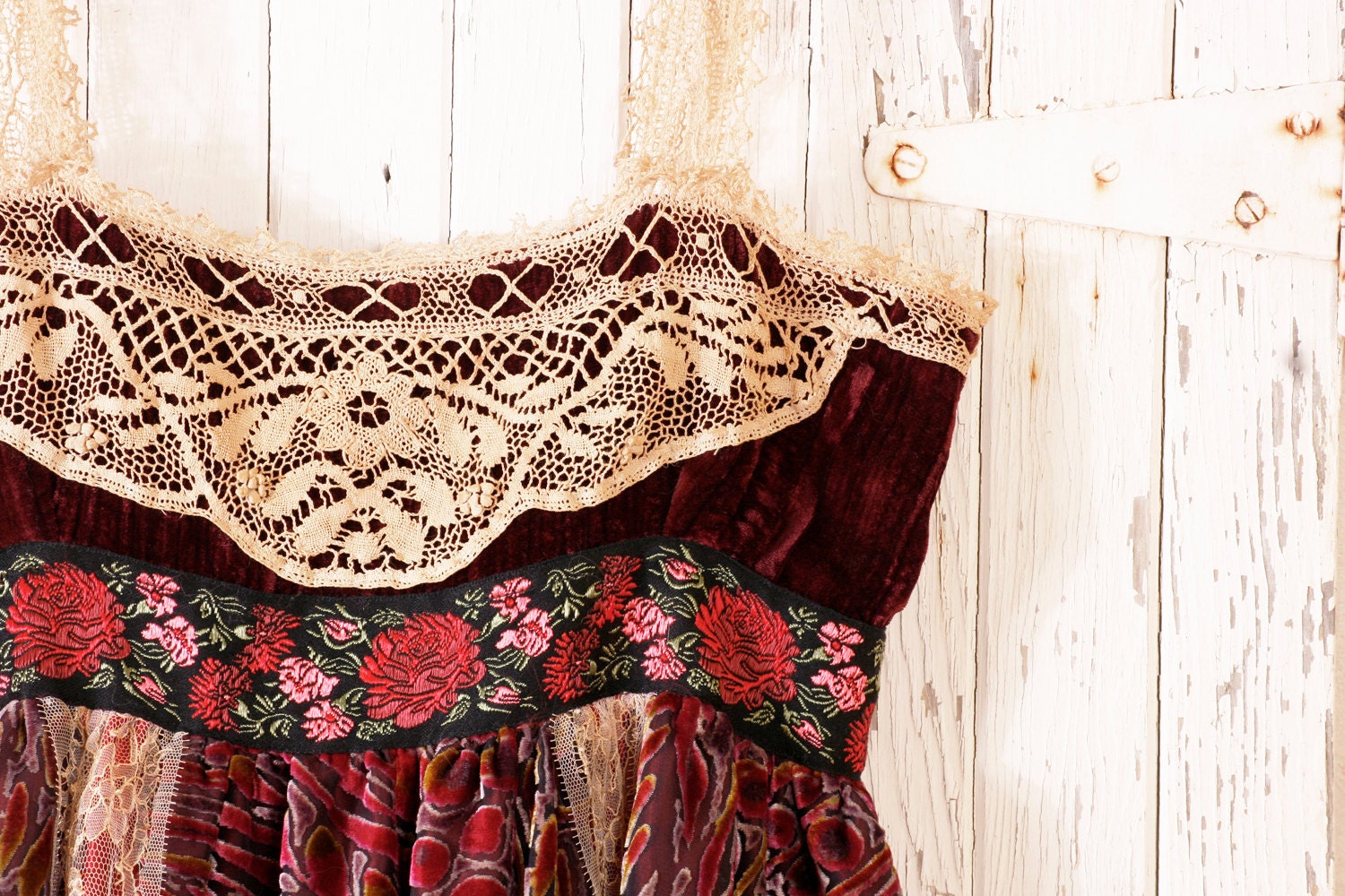 Babydoll dress Gypsy Bohemian dress Lace dress Empire dress Red dress Gypsy dress Red velvet dress Hippie boho dress Russian RESERVED