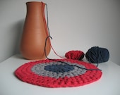 Crochet doily -  table decoration - blue gray raspberry  doily - table placement