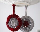 Hanging flowers - home decor - gray and red - door decoration - baby room decoration