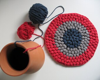 Crochet table decoration - blue gray raspberry  doily - table placement - ready to ship