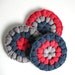 Cotton crochet coasters - blue gray raspberry  coasters - absorbent coasters