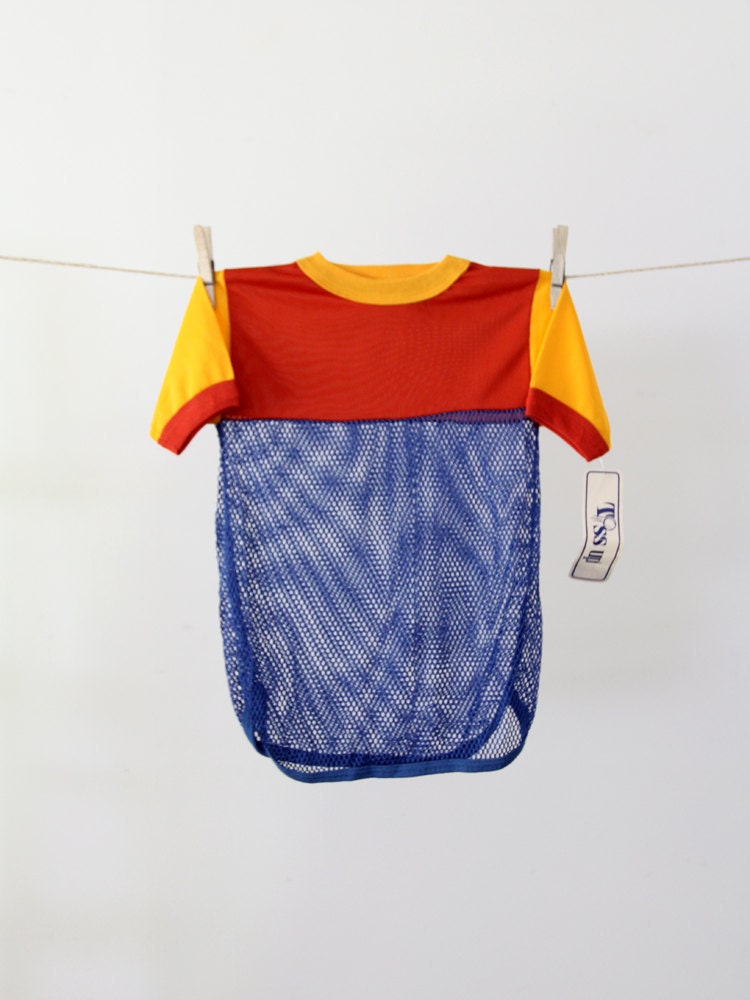 1970s kids mesh jersey / vintage sports tshirt / new old stock - littleyolk