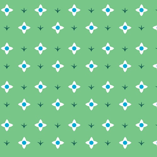 SALE - Hello Pilgrim by Lizzy House - Spring Meadow (Mint Green) - Half Yard