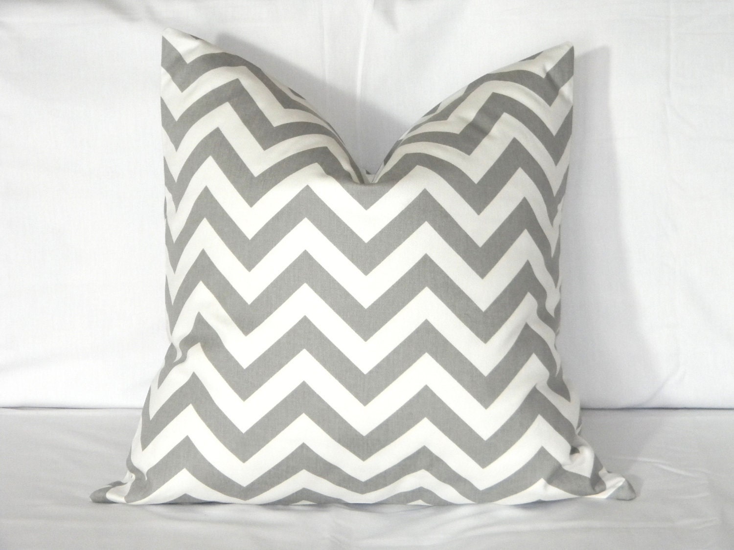 Pillow Covers - Two 18 x 18 Grey White Chevron Pillow Covers Grey White Zig Zag Pillow Covers Accent Pillows