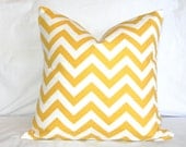 Two 16 x 16 Yellow White Chevron Pillow Covers Yellow White Zig Zag Pillow Covers Throw Pillows Accent Pillows