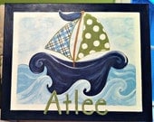 Personalized Nautical Sailboat Art On Canvas