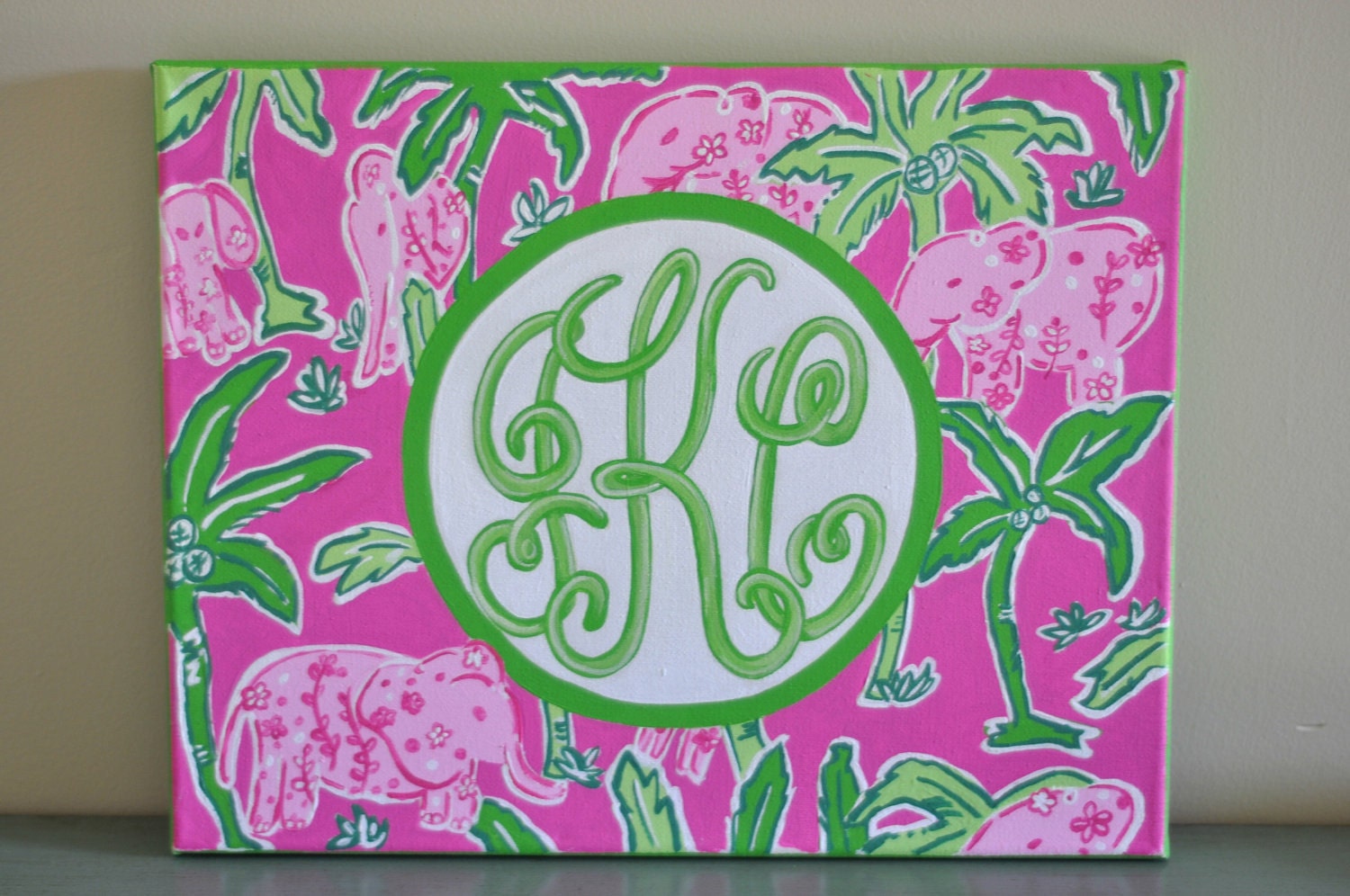 Lilly Pulitzer Inspired Painting Elephant
