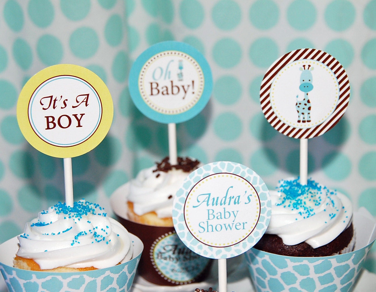 Printable 2" Party Circles - Giraffe Baby Shower Collection