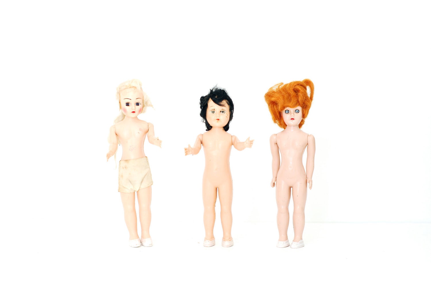 Captivating or Creepy Set of 3 Vintage Dolls with Moving Eyes