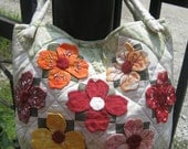 Handmade Cotton Tote Beg with flower patchwork