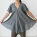 Ladies Blouse,Bohemian Chic Tops ,Unique, 100% Cotton. Light and Airy Blue Grey Color.