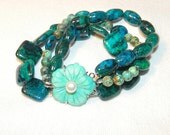 Chrysocolla layered bracelet