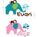 Monkey and Elephant Monogram Nursery Wall Vinyl