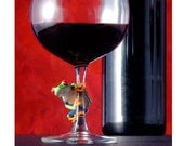 Red Wine & Frog, Wine Glass, Wine Art