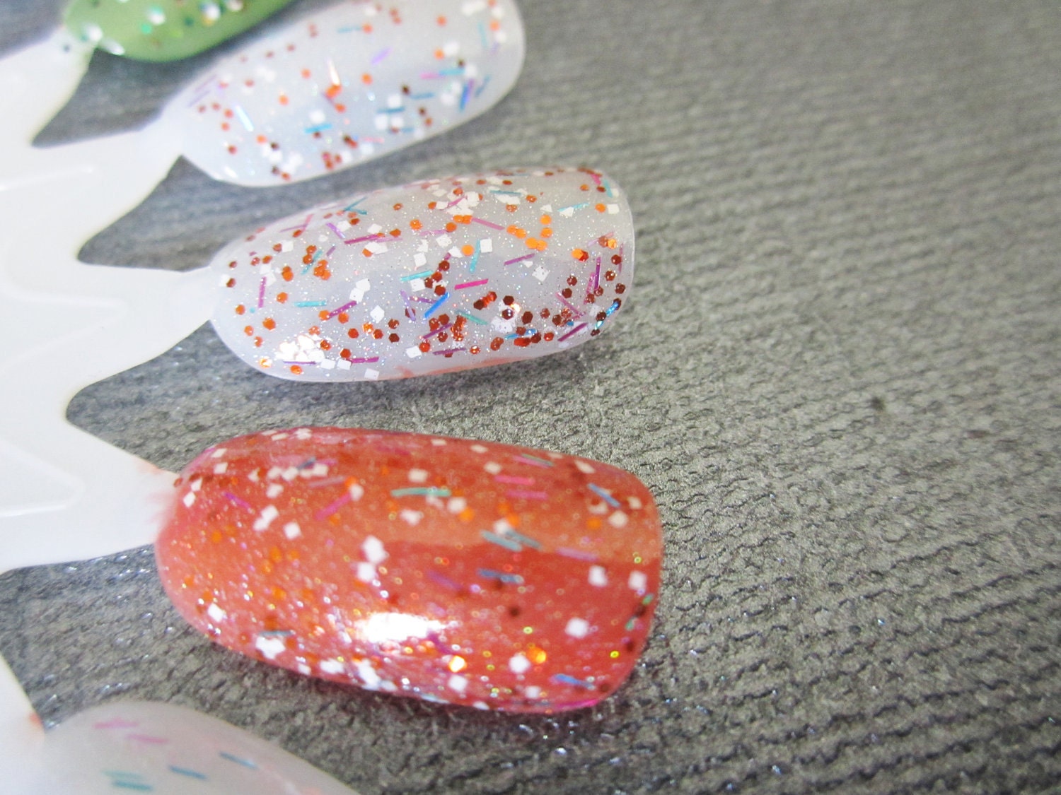 Orange and White Glitter Mix Polish- Riverside Drive