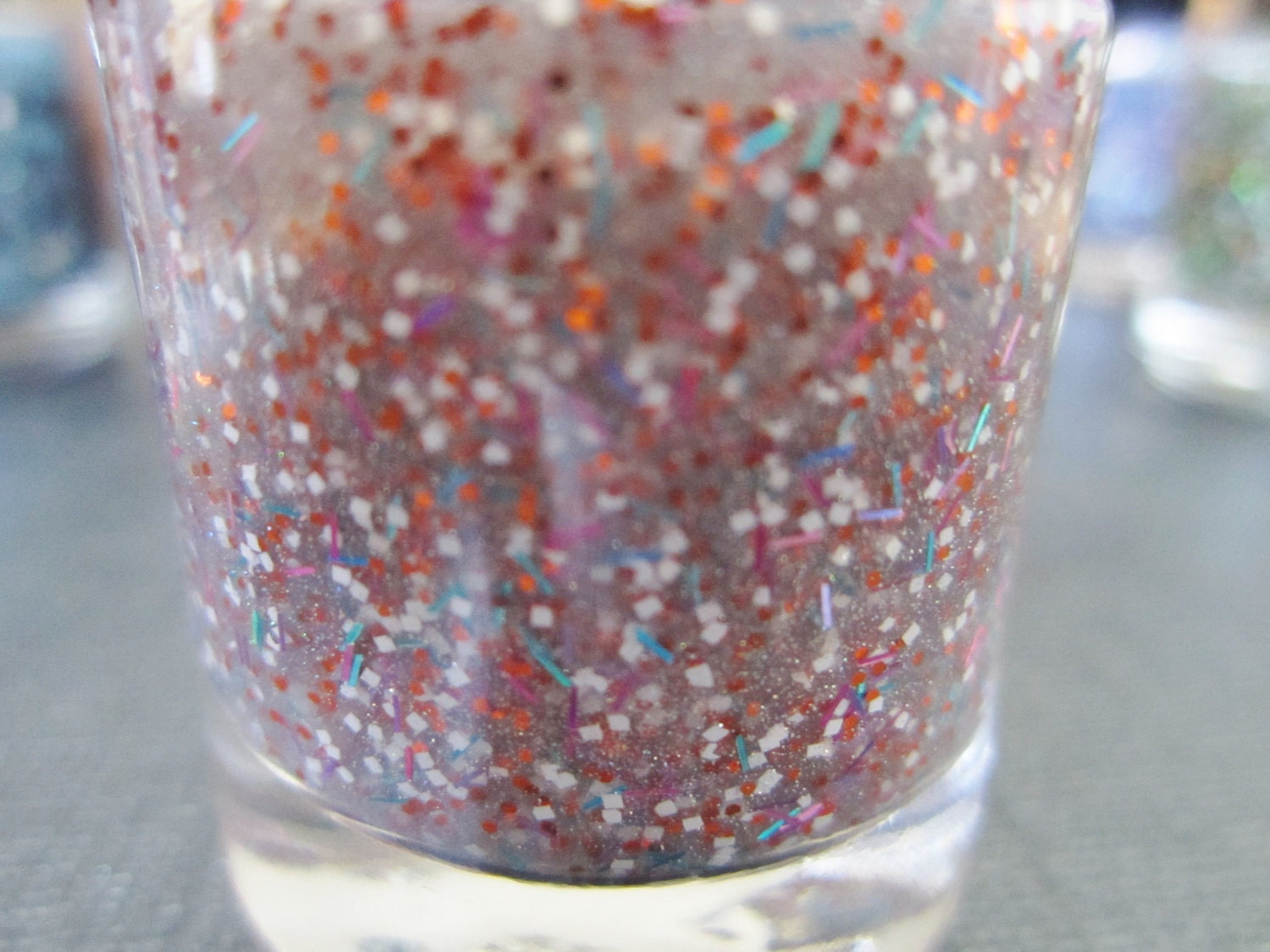 Orange and White Glitter Mix Polish- Riverside Drive