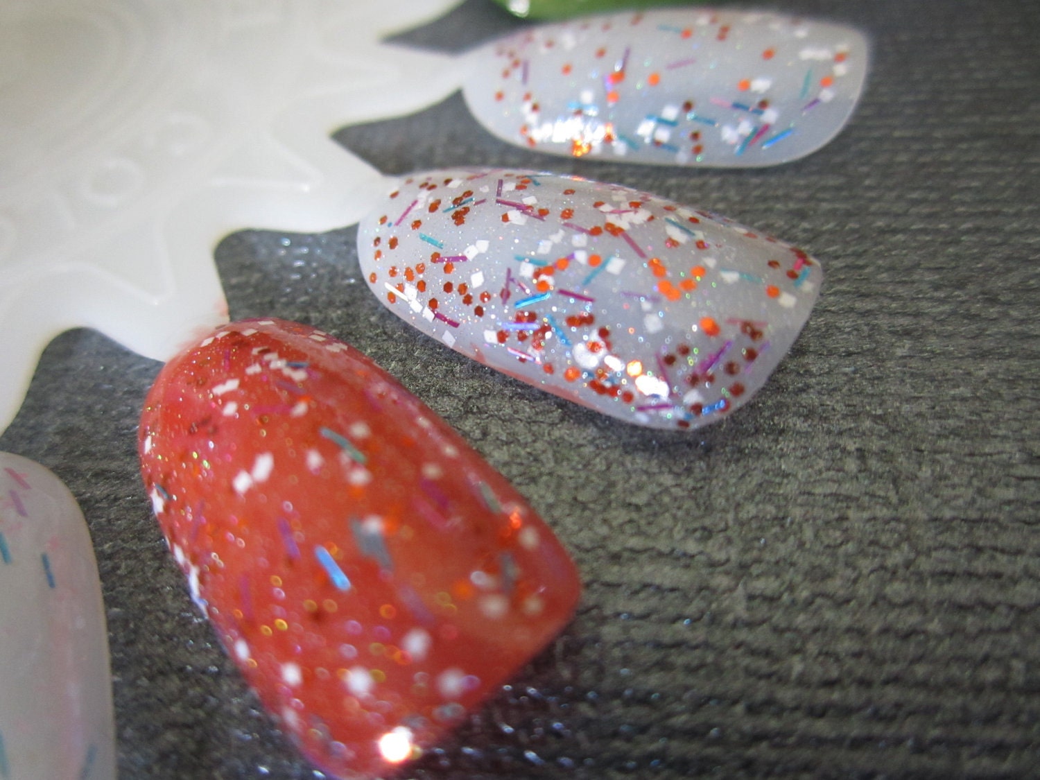 Orange and White Glitter Mix Polish- Riverside Drive