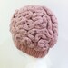 ANNABANANNA Colours made to order Knitted BRAIN Beanie 'BRAINIE' hat evil scary weird cap skullcap pink zombie brains halloween