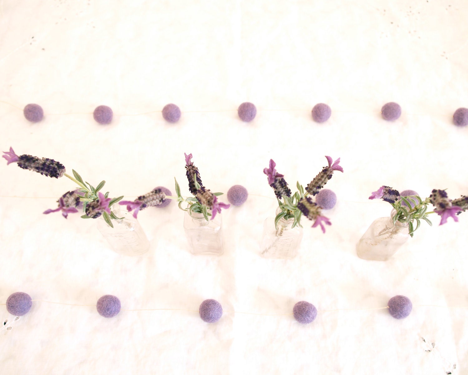 Purple Wedding Garland, Bunting Decoration Lilac Lavender Country Bohemian Bride Cake Table Photo Prop Banner