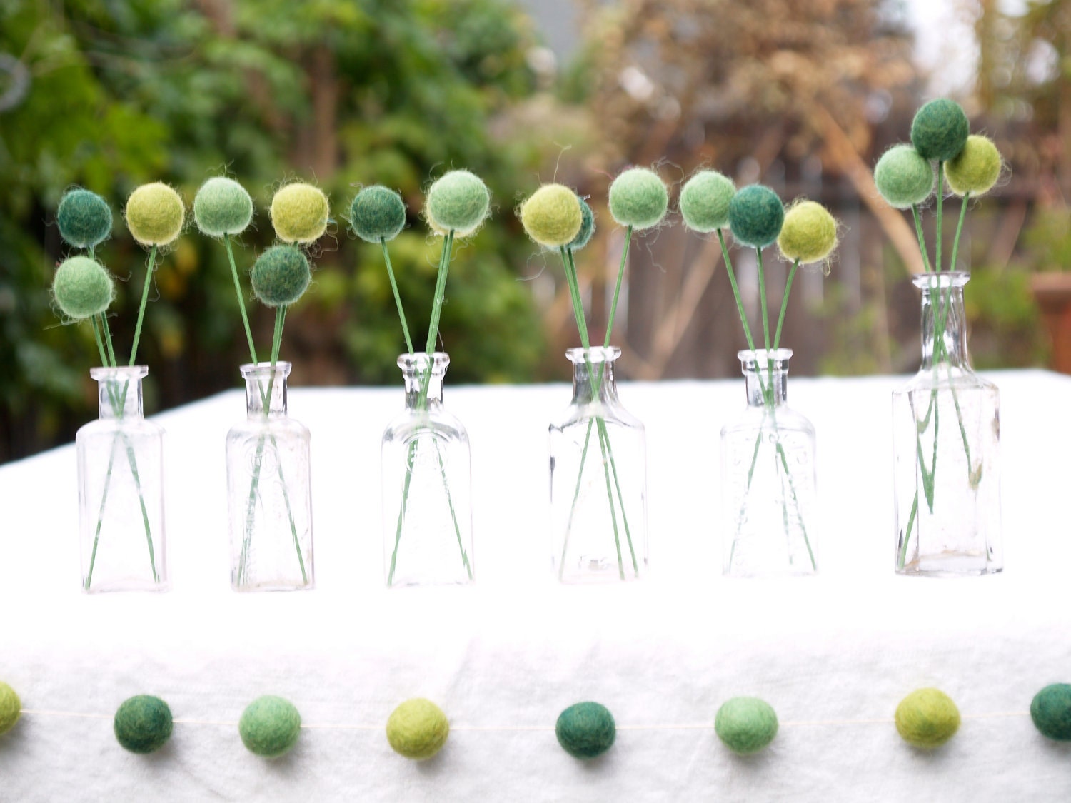Green Woodland Garland Wedding Decoration Romantic Country Bohemian Bride Green Earthy banner Barn Cake Table Photo Prop Felted Decorating